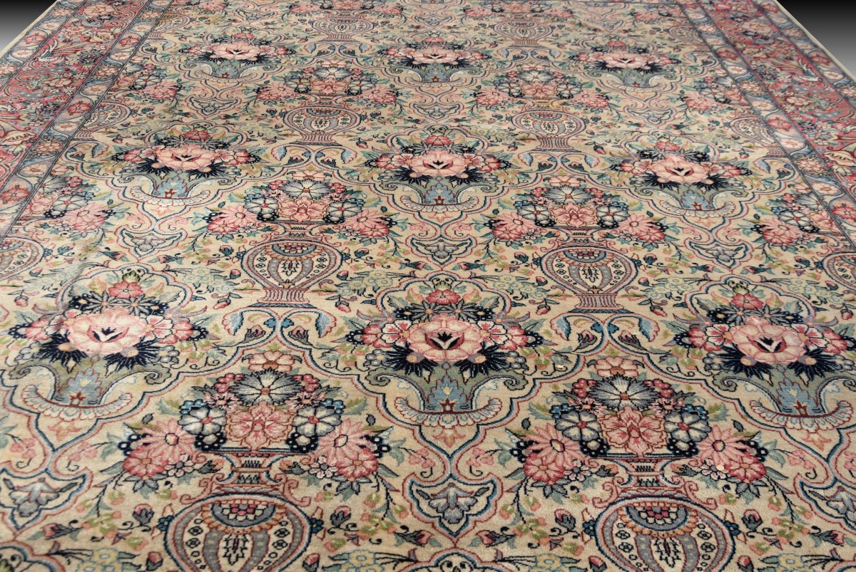Oriental Kashmir Wool Carpet -  312 × 214 Cm  - Very Good Condition "galerie Sardje"-photo-3