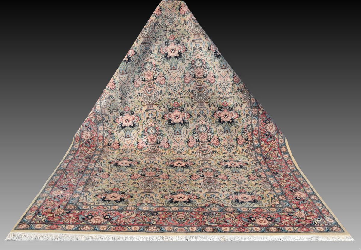 Oriental Kashmir Wool Carpet -  312 × 214 Cm  - Very Good Condition "galerie Sardje"-photo-1