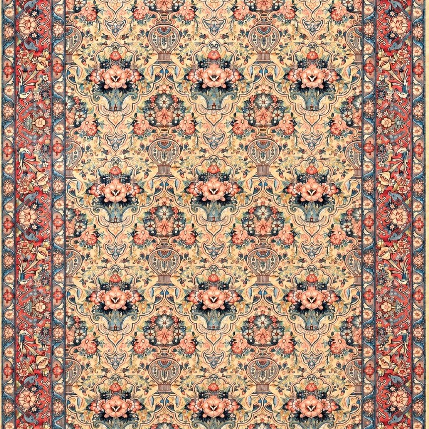 Oriental Kashmir Wool Carpet -  312 × 214 Cm  - Very Good Condition "galerie Sardje"
