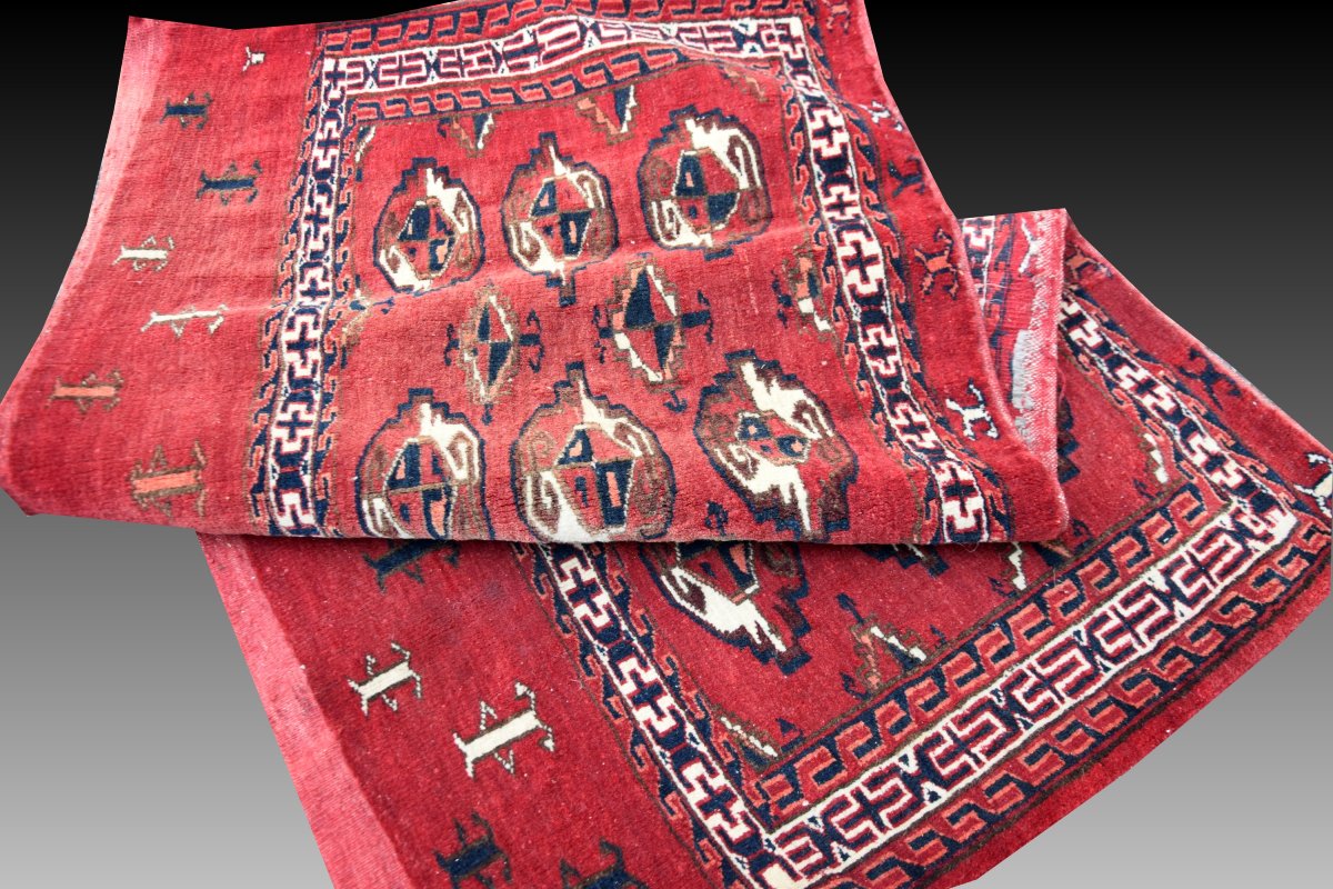 Tapis d'orient Selle Yomud Turkmène : 70 x 130 cm - "galerie Sardje"-photo-4