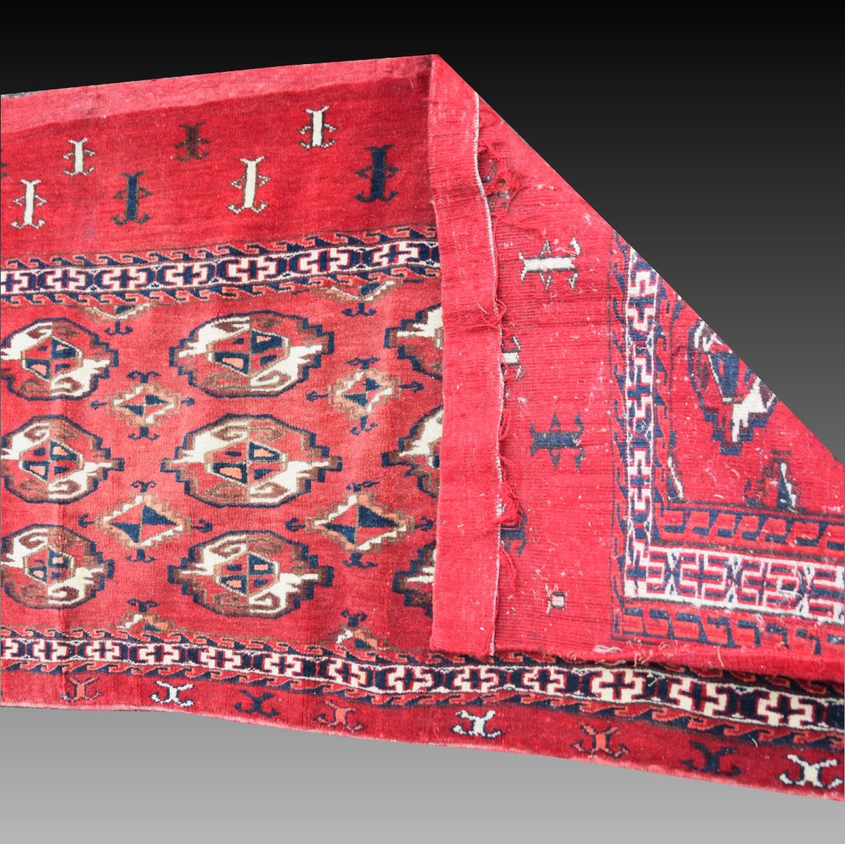 Tapis d'orient Selle Yomud Turkmène : 70 x 130 cm - "galerie Sardje"-photo-1