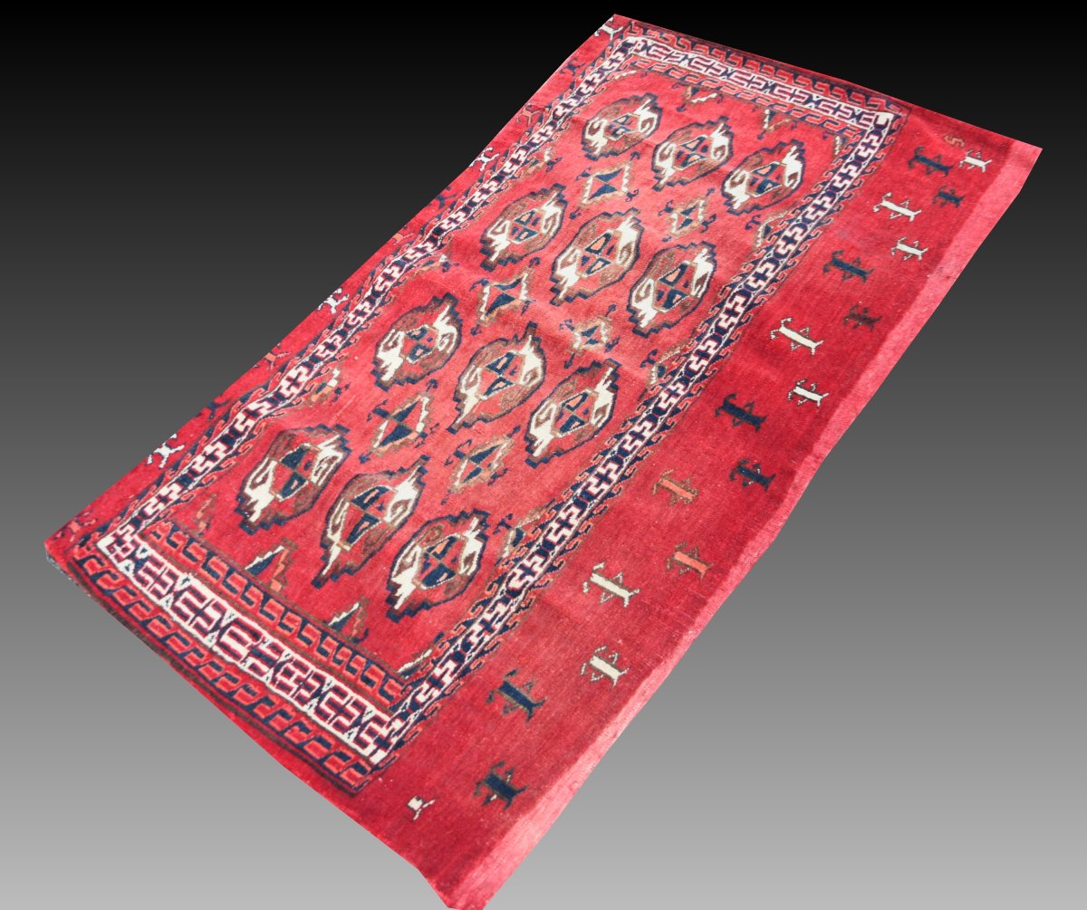 Tapis d'orient Selle Yomud Turkmène : 70 x 130 cm - "galerie Sardje"-photo-3