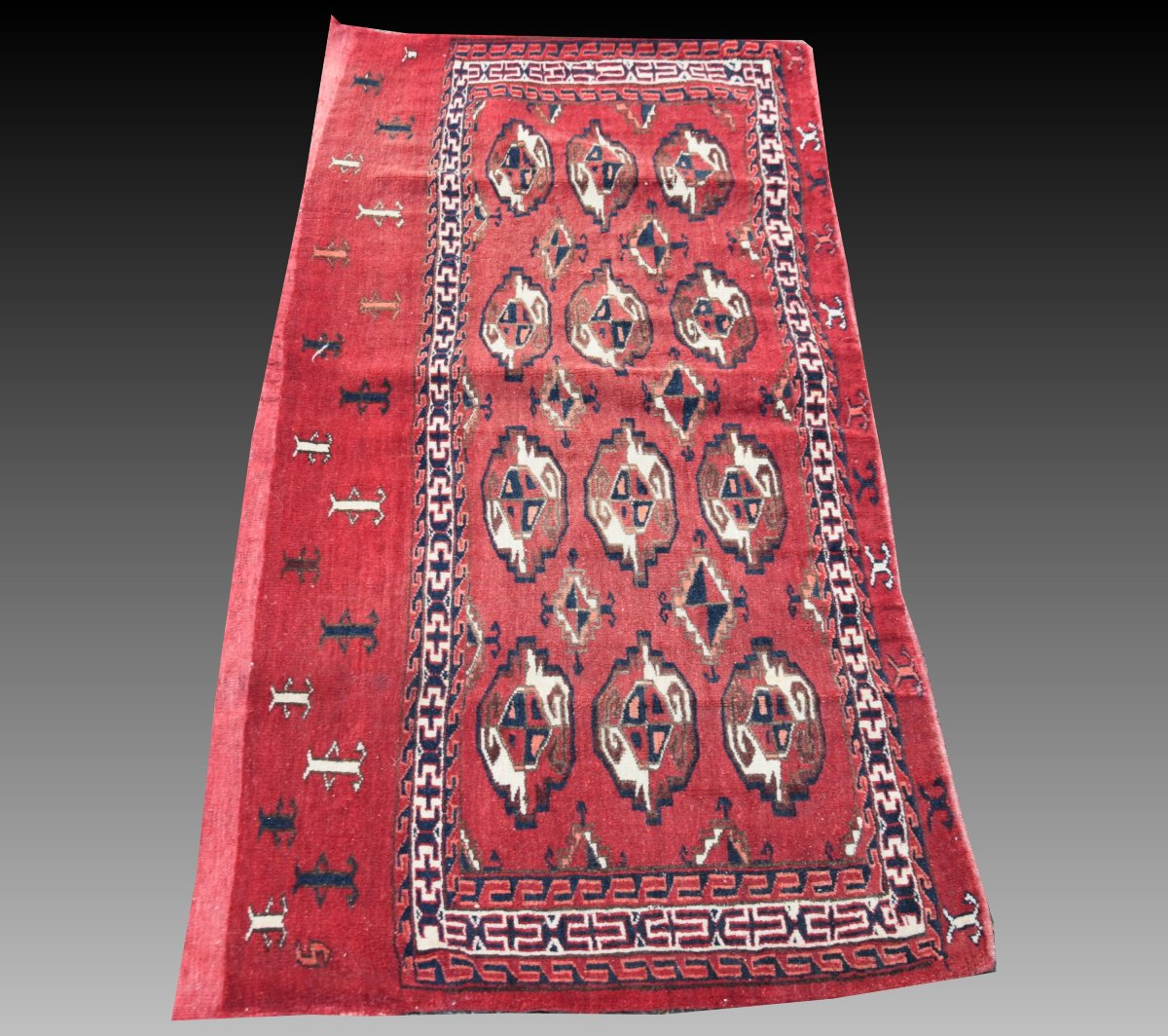 Tapis d'orient Selle Yomud Turkmène : 70 x 130 cm - "galerie Sardje"-photo-5
