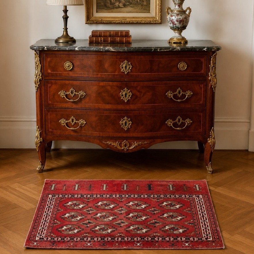 Tapis d'orient Selle Yomud Turkmène : 70 x 130 cm - "galerie Sardje"