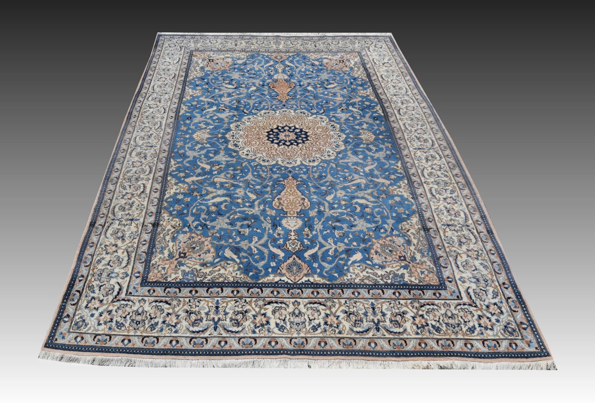 Tapis d'Orient Persan Iran Naïn, Laine et Soie : 3.20 X 2.10 Mètres - "Galerie Sardje"-photo-2