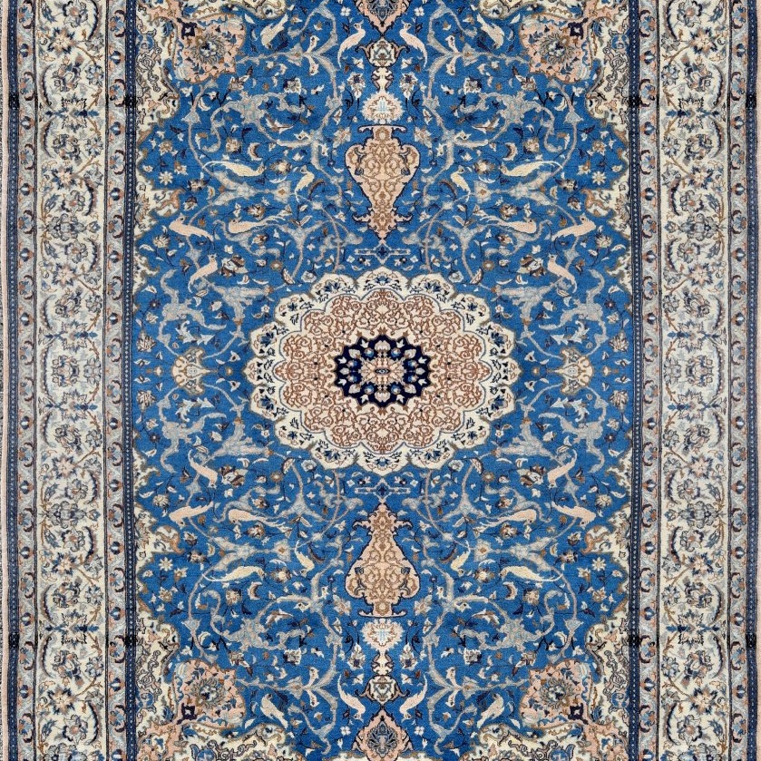 Tapis d'Orient Persan Iran Naïn, Laine et Soie : 3.20 X 2.10 Mètres - "Galerie Sardje"