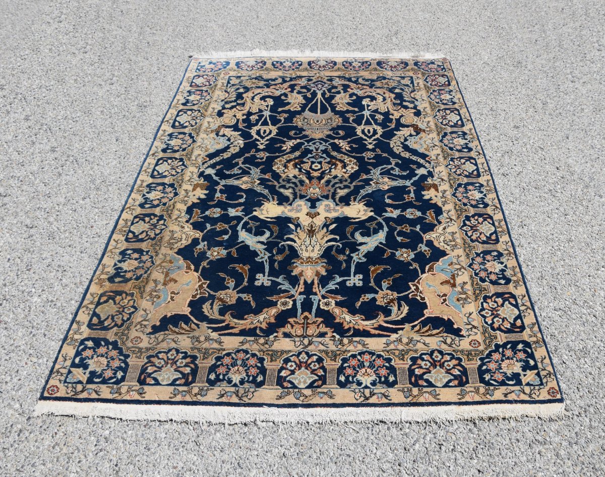 Iranian Kashan Oriental Rug: 2.0 By 1.42 Meters - Wool And Silk - -photo-4