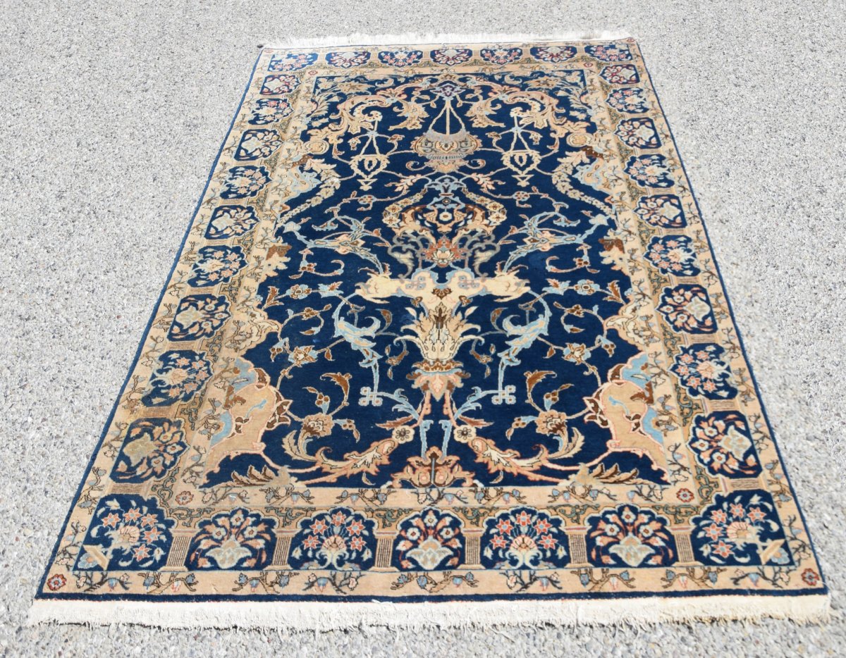 Iranian Kashan Oriental Rug: 2.0 By 1.42 Meters - Wool And Silk - -photo-4