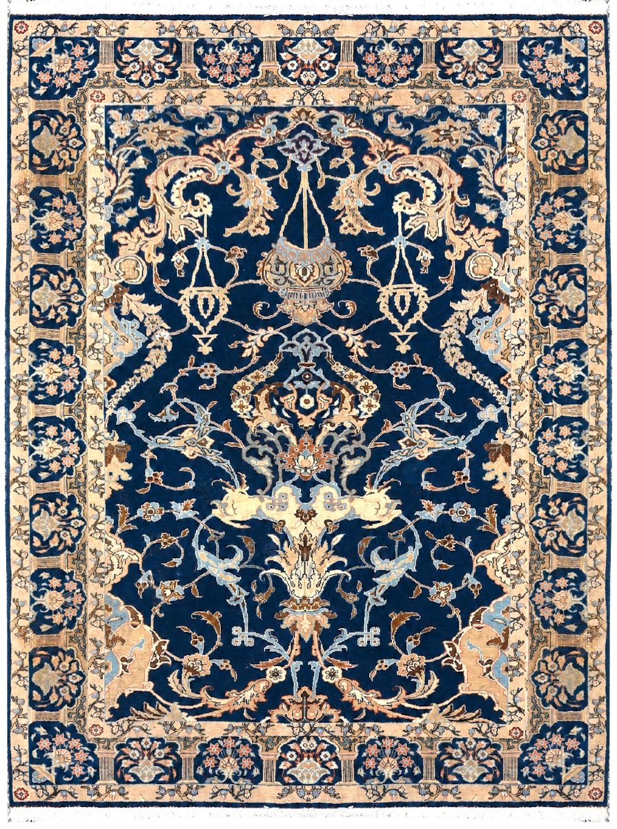 Iranian Kashan Oriental Rug: 2.0 By 1.42 Meters - Wool And Silk - 