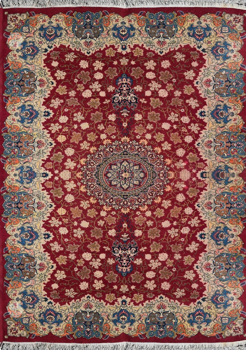 Iranian Oriental Rug, Persian Kashan - Mid-20th Century. 2.15 X 1.42 Meters - -photo-2