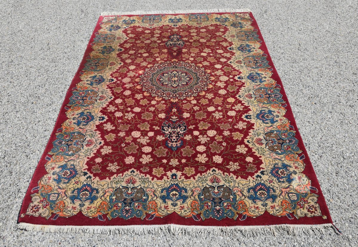 Iranian Oriental Rug, Persian Kashan - Mid-20th Century. 2.15 X 1.42 Meters - -photo-4