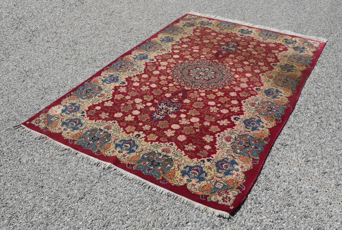 Iranian Oriental Rug, Persian Kashan - Mid-20th Century. 2.15 X 1.42 Meters - -photo-2