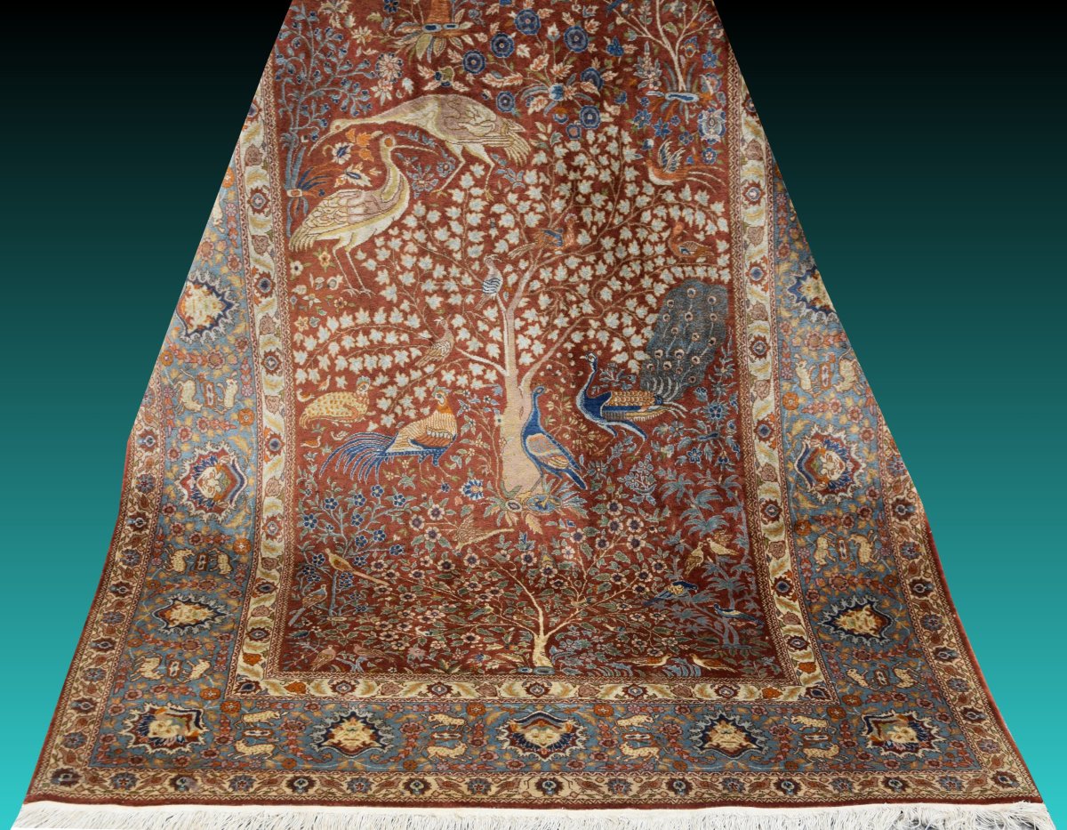 Tapis Persan "Arbre de Vie" aux Oiseaux – 137 x 220 Cm - "Galerie Sardje"-photo-3