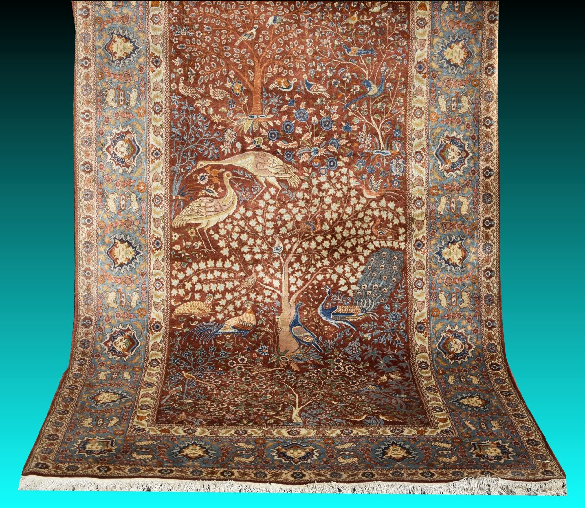 Tapis Persan "Arbre de Vie" aux Oiseaux – 137 x 220 Cm - "Galerie Sardje"-photo-4