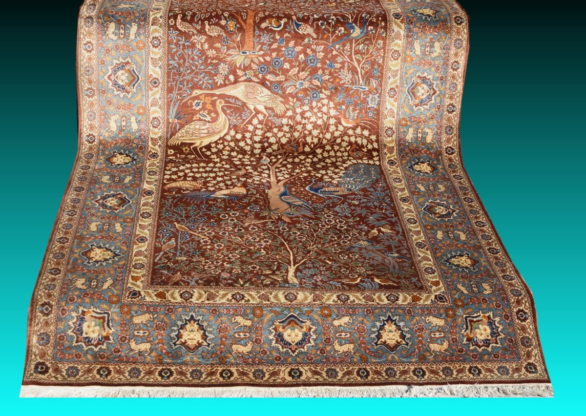 Tapis Persan "Arbre de Vie" aux Oiseaux – 137 x 220 Cm - "Galerie Sardje"-photo-3