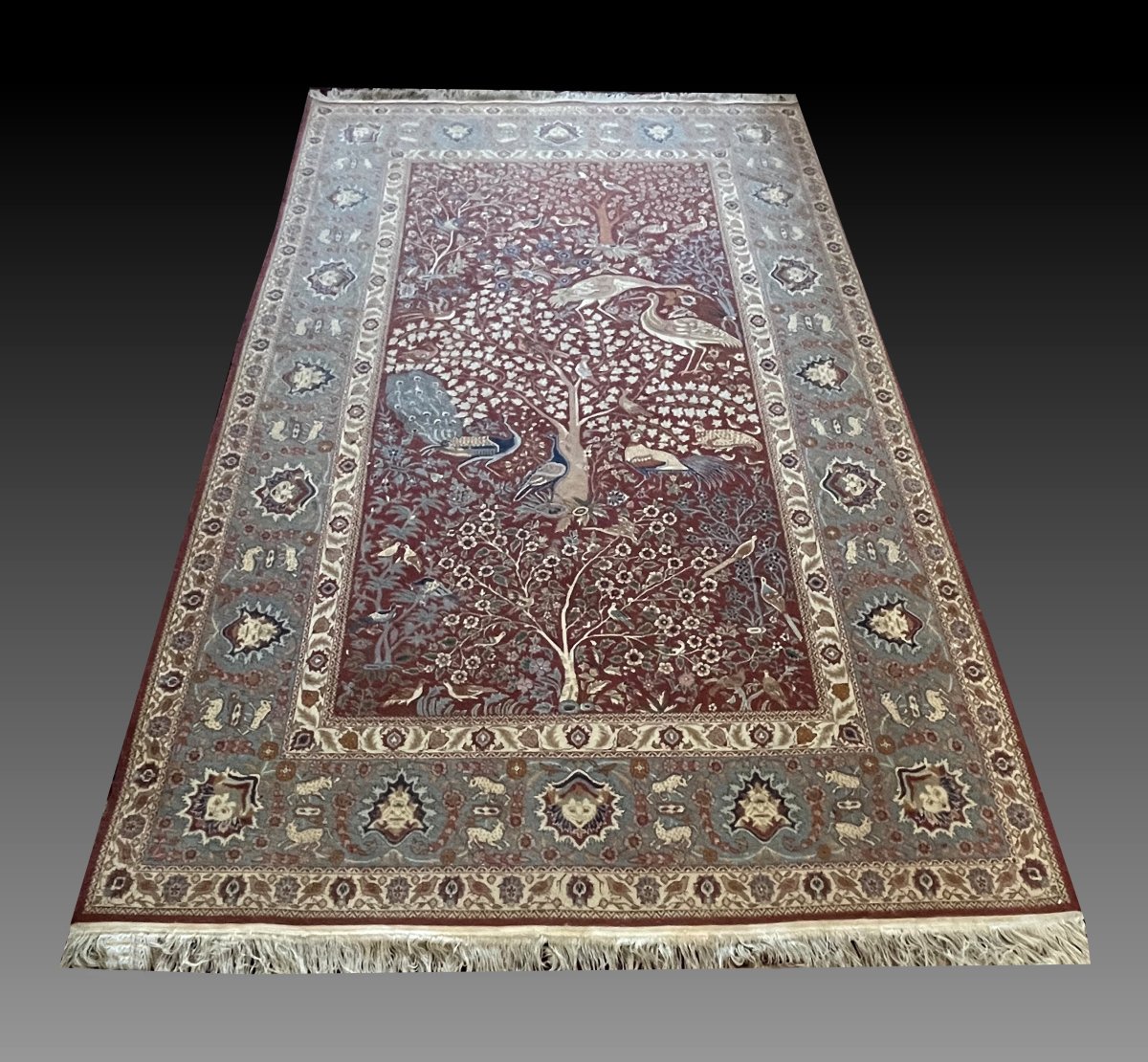 Tapis Persan "Arbre de Vie" aux Oiseaux – 137 x 220 Cm - "Galerie Sardje"-photo-7