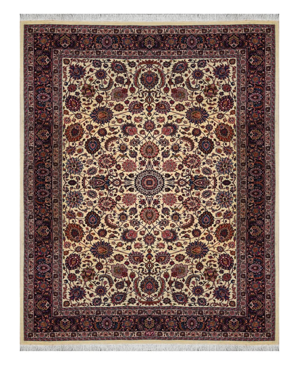 Iranian Mashad Oriental Rug, Wool And Silk – Signed "saber" – 210 X 300 Cm – "galerie Sardje"-photo-2
