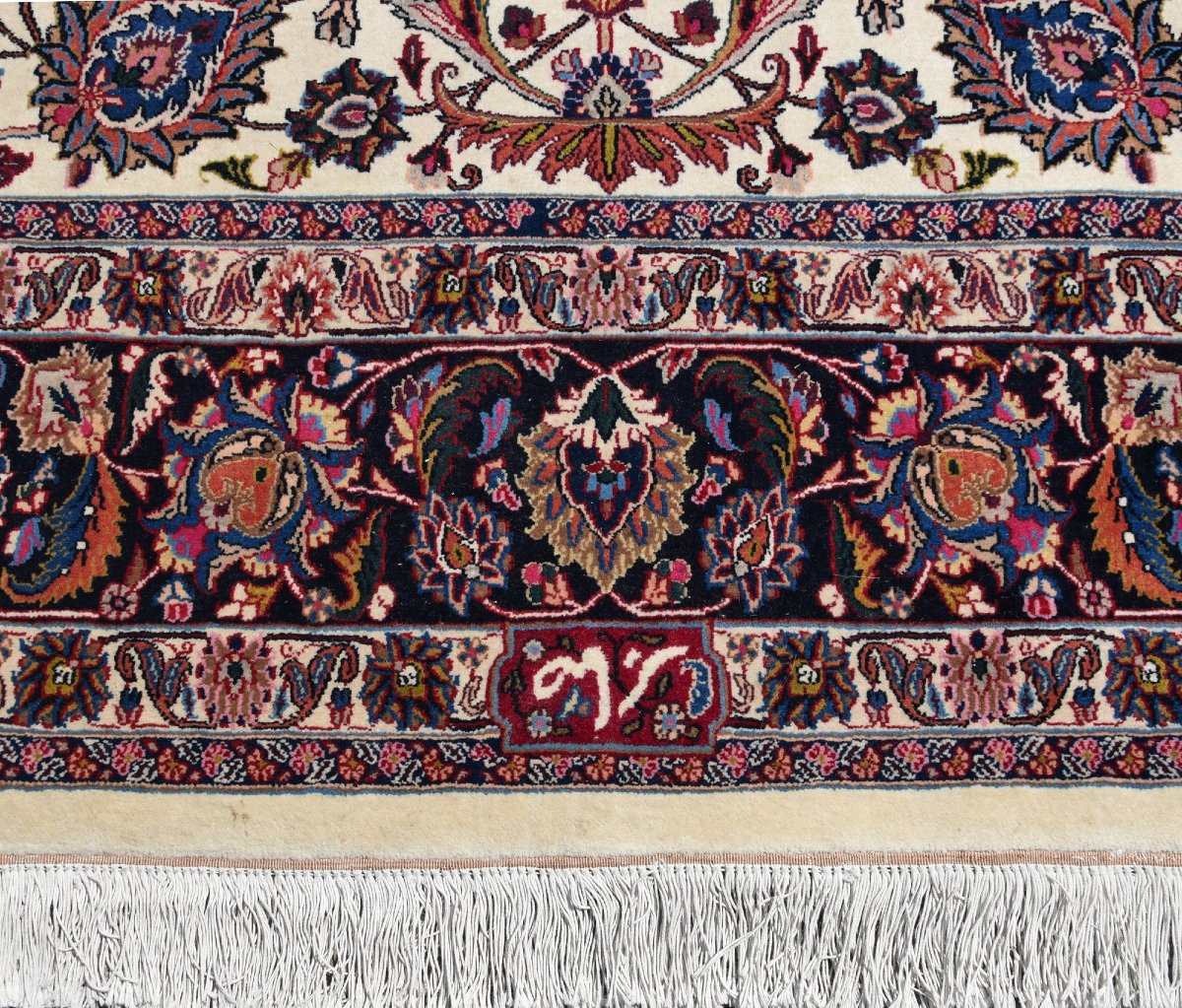Iranian Mashad Oriental Rug, Wool And Silk – Signed "saber" – 210 X 300 Cm – "galerie Sardje"-photo-3