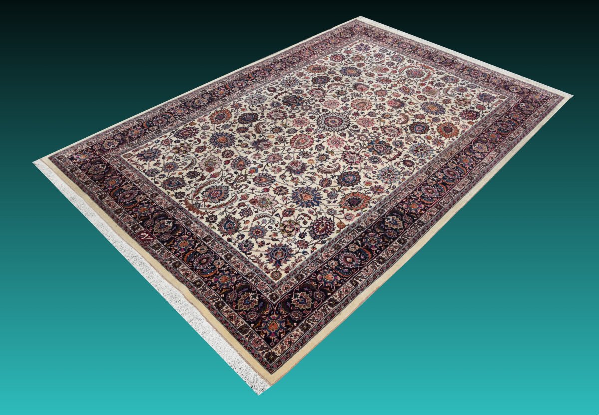 Iranian Mashad Oriental Rug, Wool And Silk – Signed "saber" – 210 X 300 Cm – "galerie Sardje"-photo-7