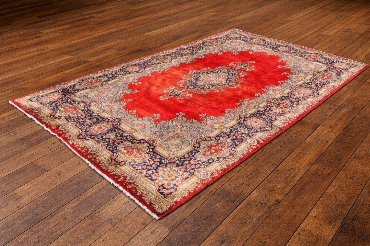 Large Iranian Kirman Oriental Rug: 4.85 X 2.95 Meters. - "galerie Sardje" -photo-4