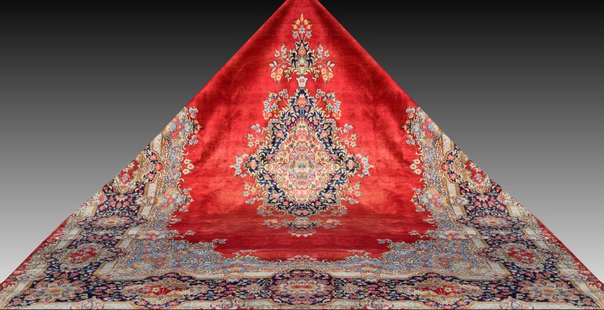 Large Iranian Kirman Oriental Rug: 4.85 X 2.95 Meters. - "galerie Sardje" -photo-6
