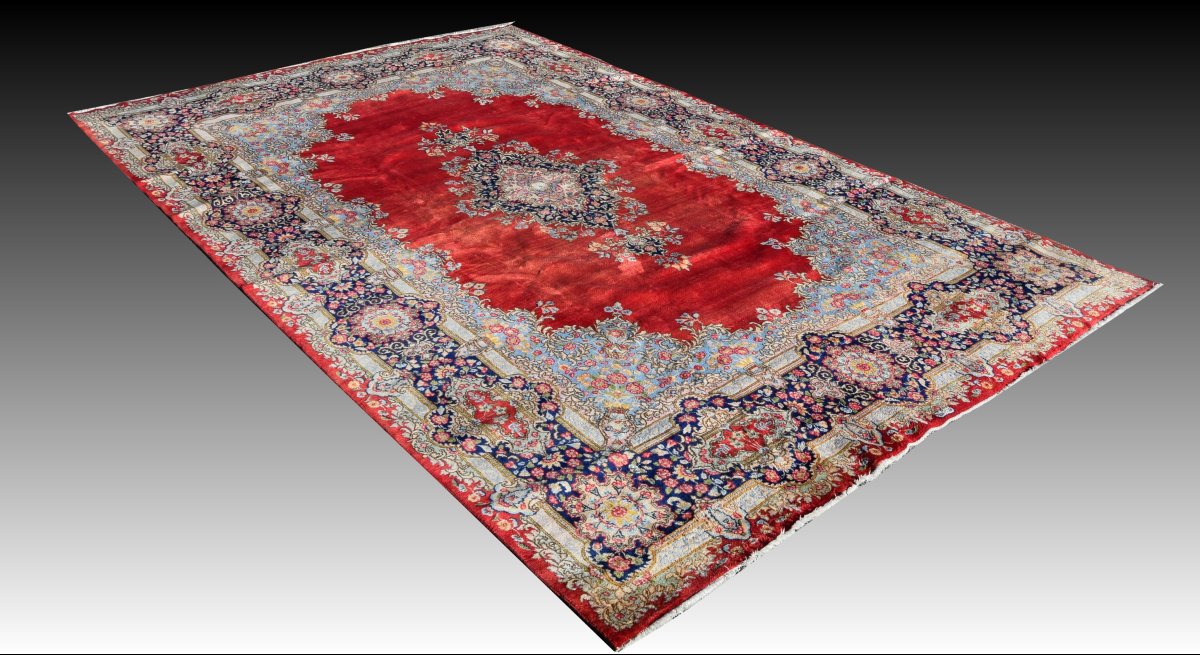 Large Iranian Kirman Oriental Rug: 4.85 X 2.95 Meters. - "galerie Sardje" -photo-2
