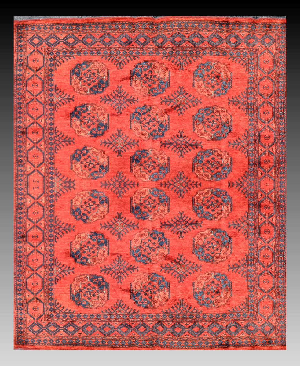 Afghan Turkmen Bukhara Oriental Rug: 350 X 255 Cm "galerie Sardje"-photo-2