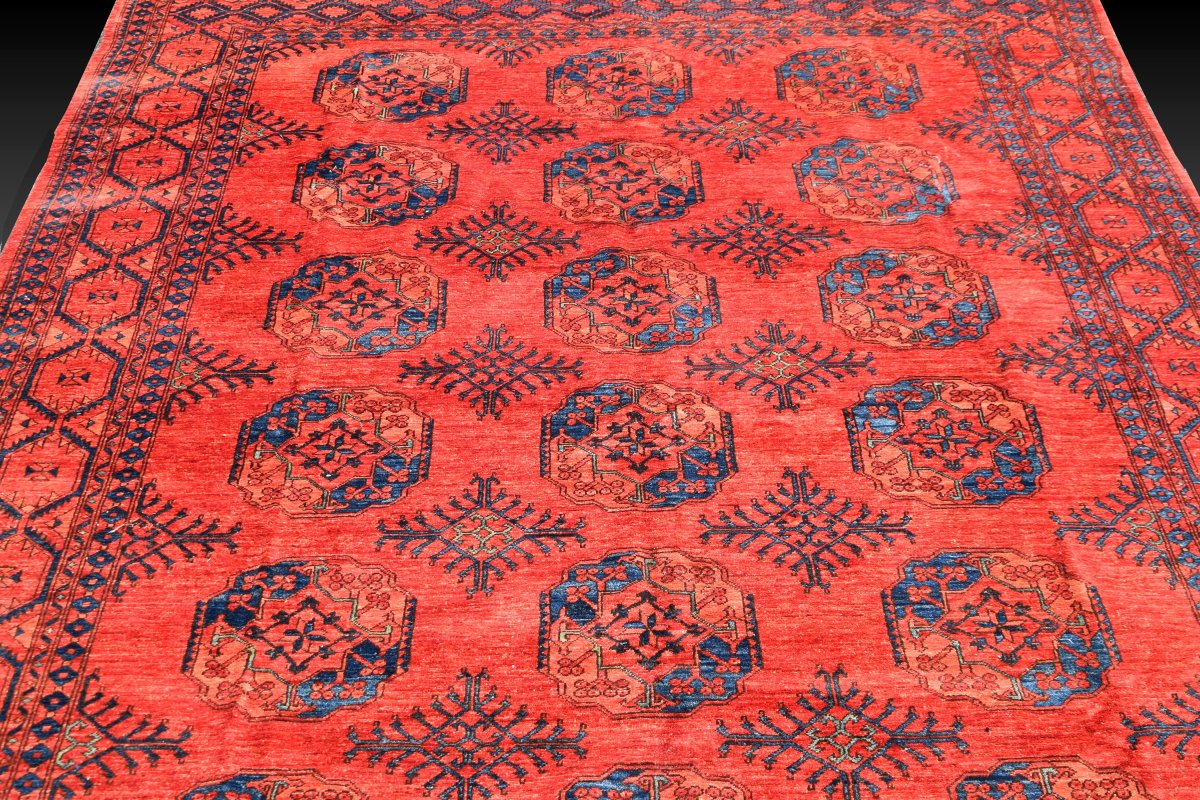 Afghan Turkmen Bukhara Oriental Rug: 350 X 255 Cm "galerie Sardje"-photo-1