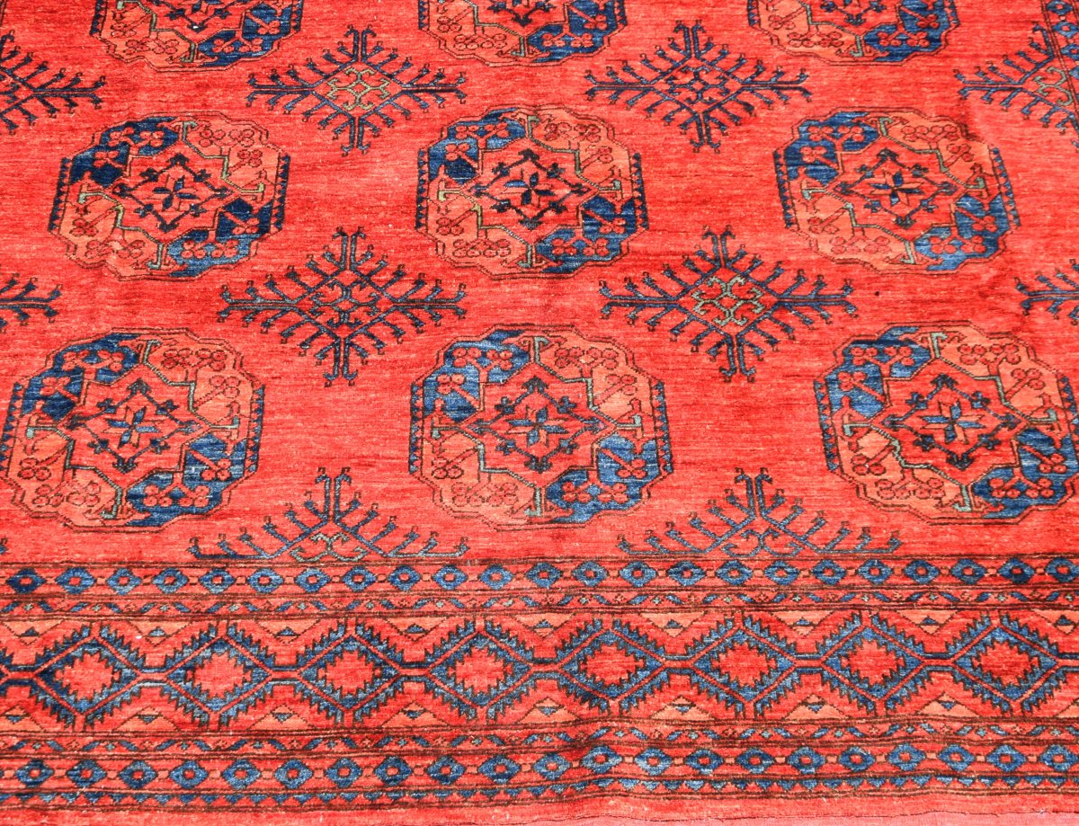Afghan Turkmen Bukhara Oriental Rug: 350 X 255 Cm "galerie Sardje"-photo-4