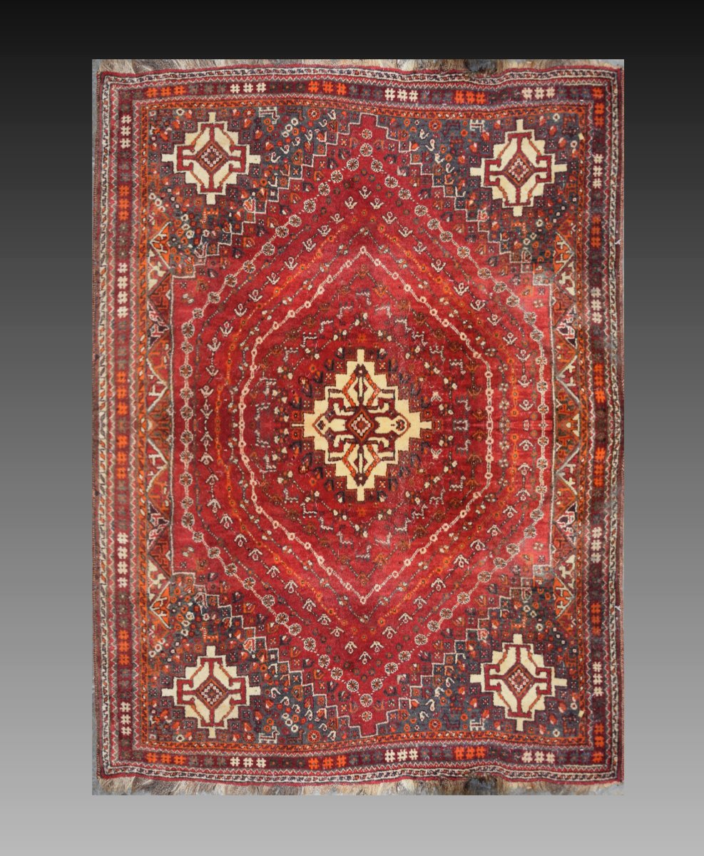 Iranian Shiraz, Gashghai Oriental Rug: 170 X 250 Cm "galerie Sardje"-photo-5