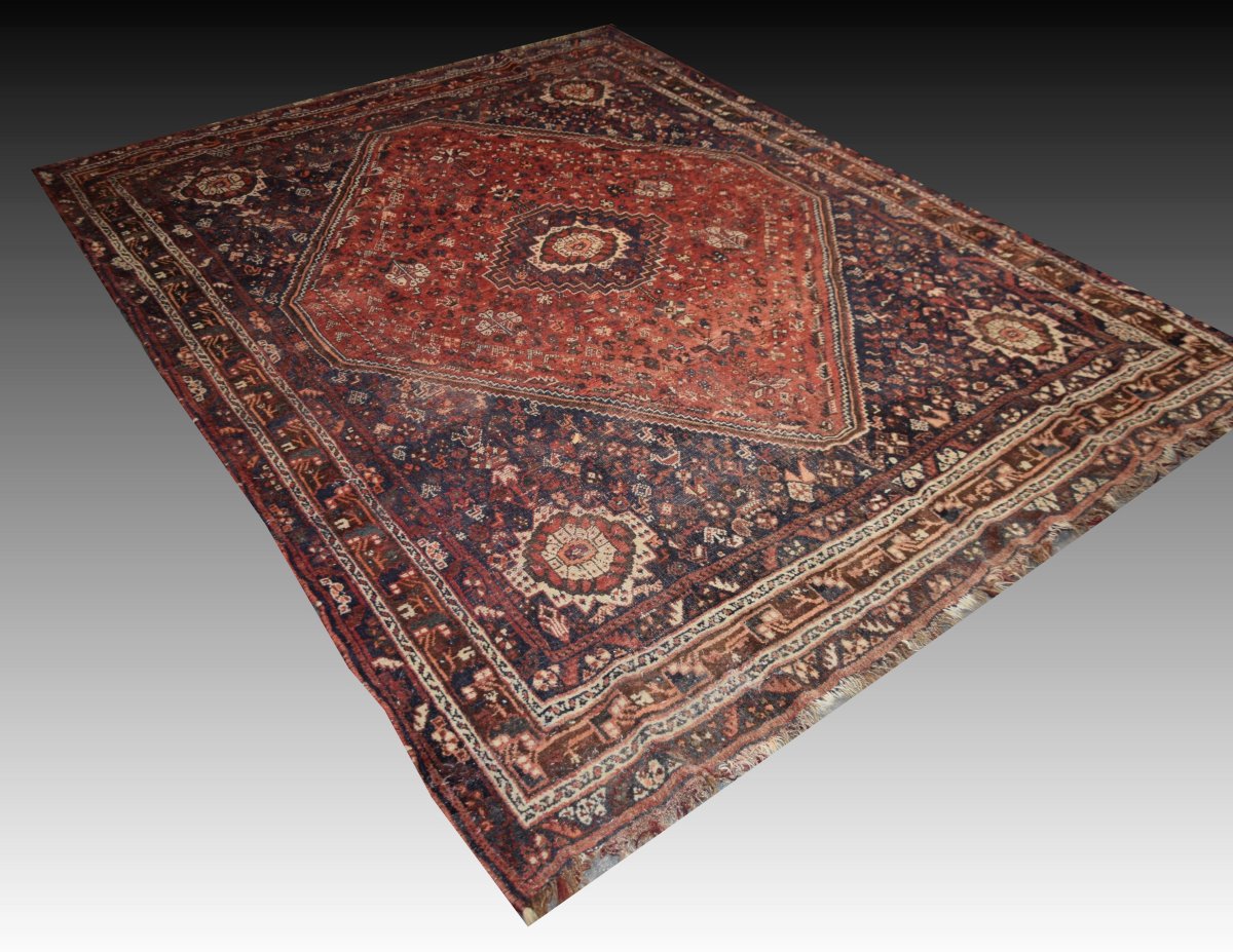 Iranian Shiraz Oriental Rug, Gashghai: 230 X 310 Cm "galerie Sardje" -photo-3