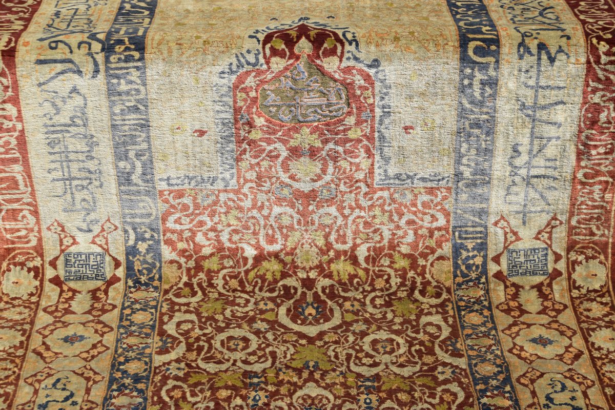 Turkish Héréké Oriental Rug: Silk And Silver Threads: 118 X 170 Cm "sardje Rug"-photo-3