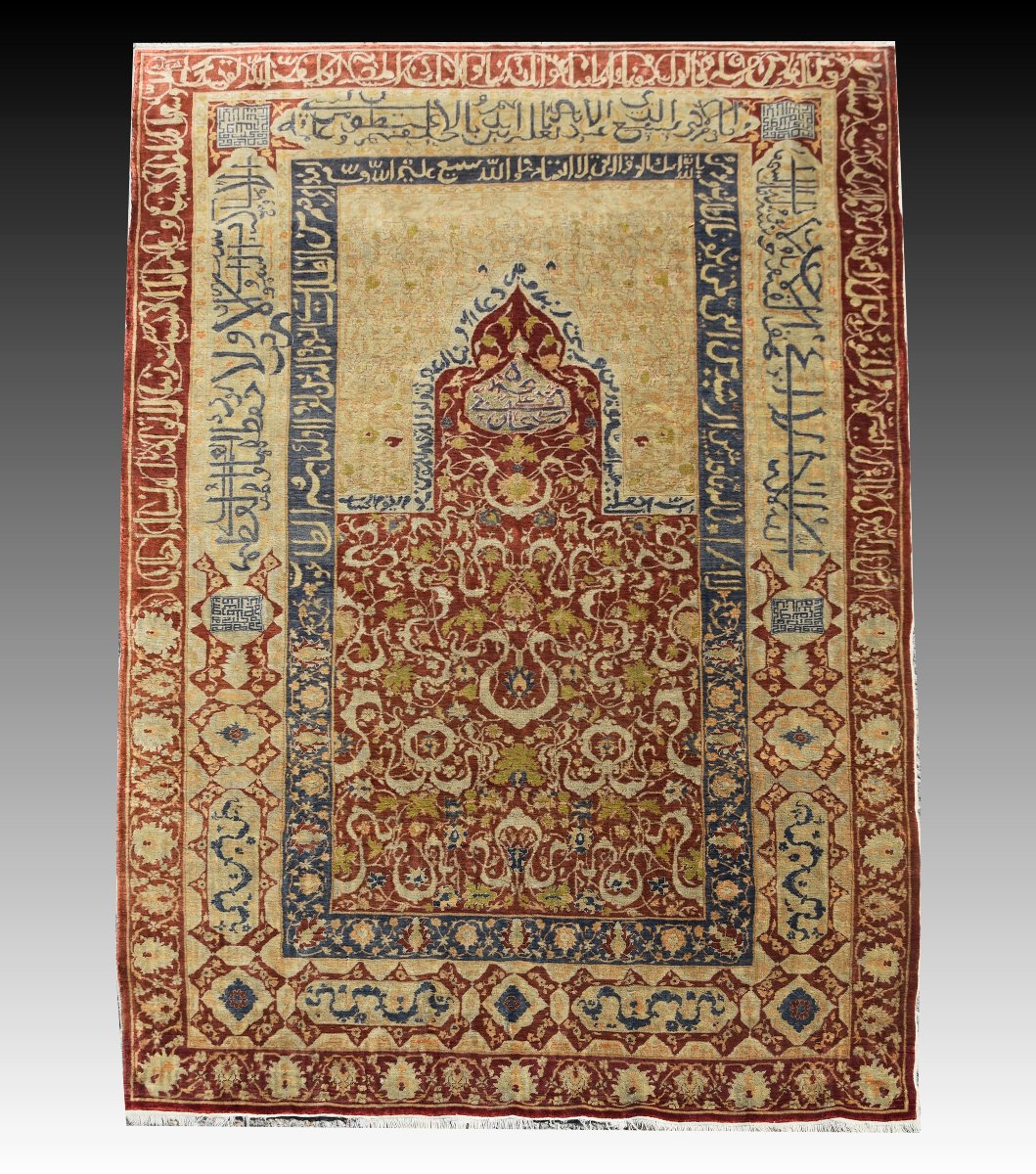 Turkish Héréké Oriental Rug: Silk And Silver Threads: 118 X 170 Cm "sardje Rug"-photo-4
