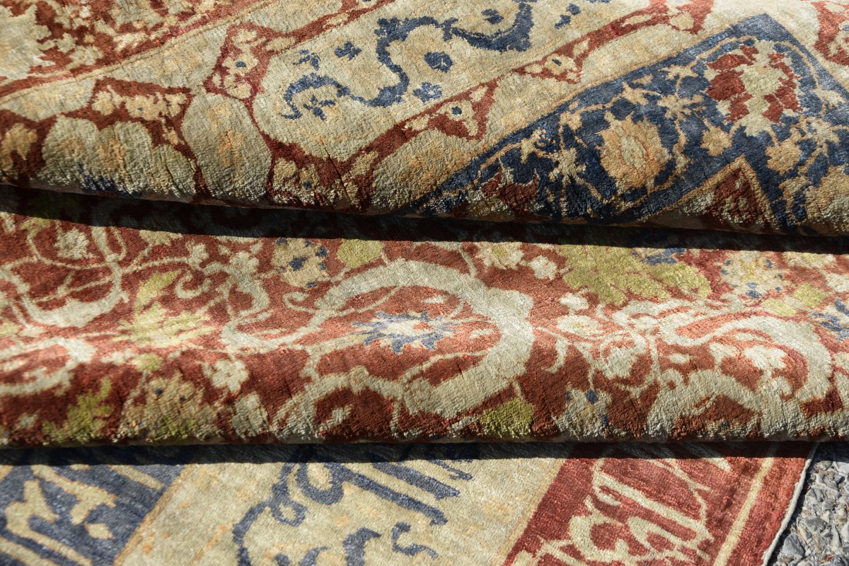 Turkish Héréké Oriental Rug: Silk And Silver Threads: 118 X 170 Cm "sardje Rug"-photo-6