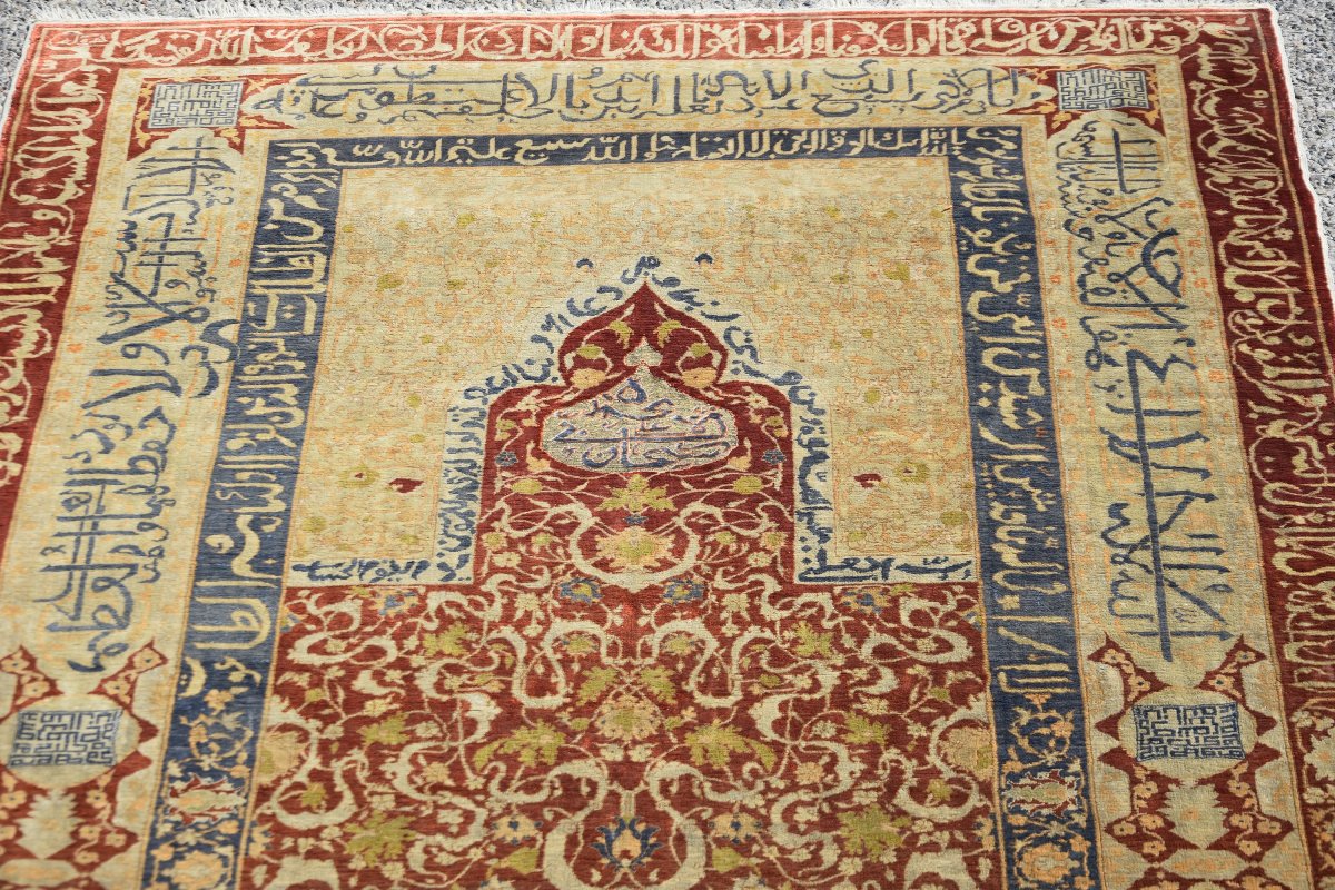 Turkish Héréké Oriental Rug: Silk And Silver Threads: 118 X 170 Cm "sardje Rug"-photo-2