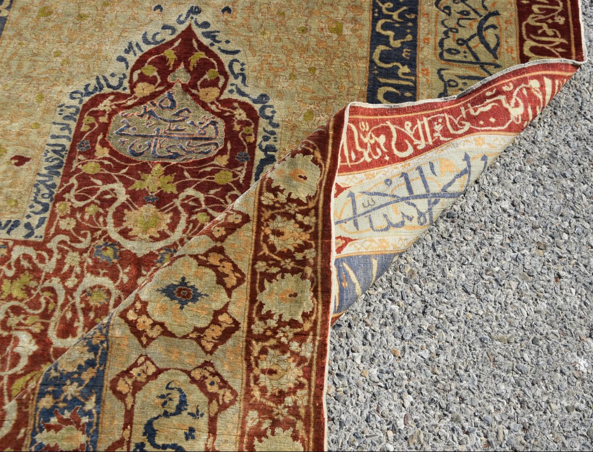 Turkish Héréké Oriental Rug: Silk And Silver Threads: 118 X 170 Cm "sardje Rug"-photo-5