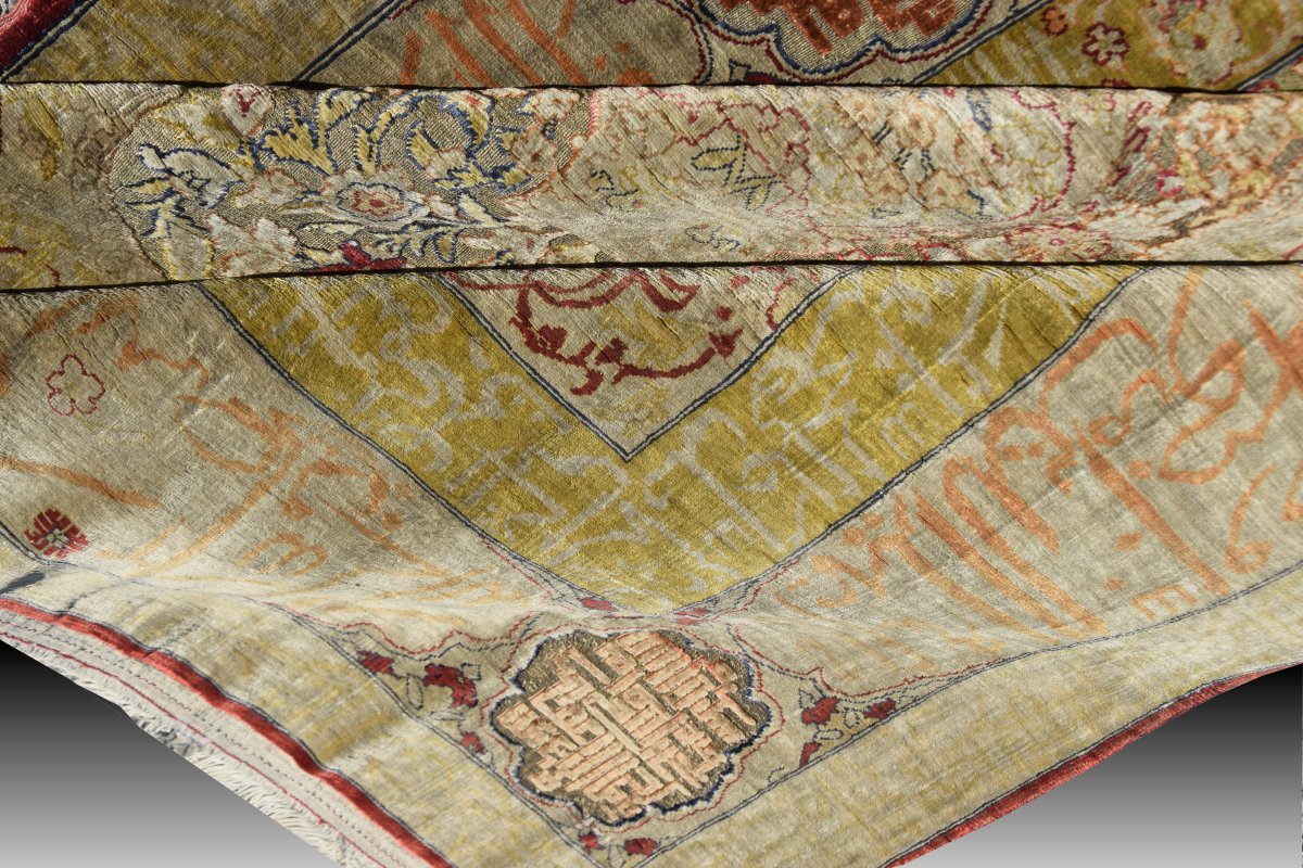 Turkish Héréké Oriental Rug: Silk And Silver Threads: 110 X 157 Cm "sardje Rug"-photo-6