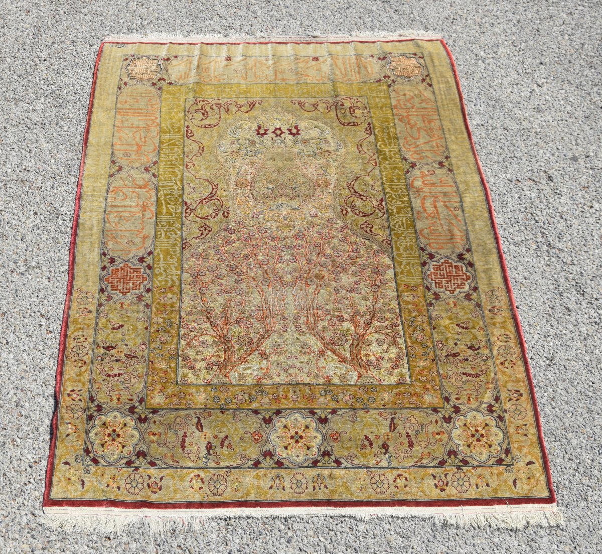 Turkish Héréké Oriental Rug: Silk And Silver Threads: 110 X 157 Cm "sardje Rug"-photo-7