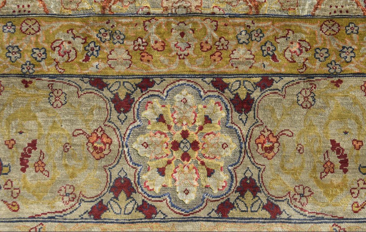 Turkish Héréké Oriental Rug: Silk And Silver Threads: 110 X 157 Cm "sardje Rug"-photo-5