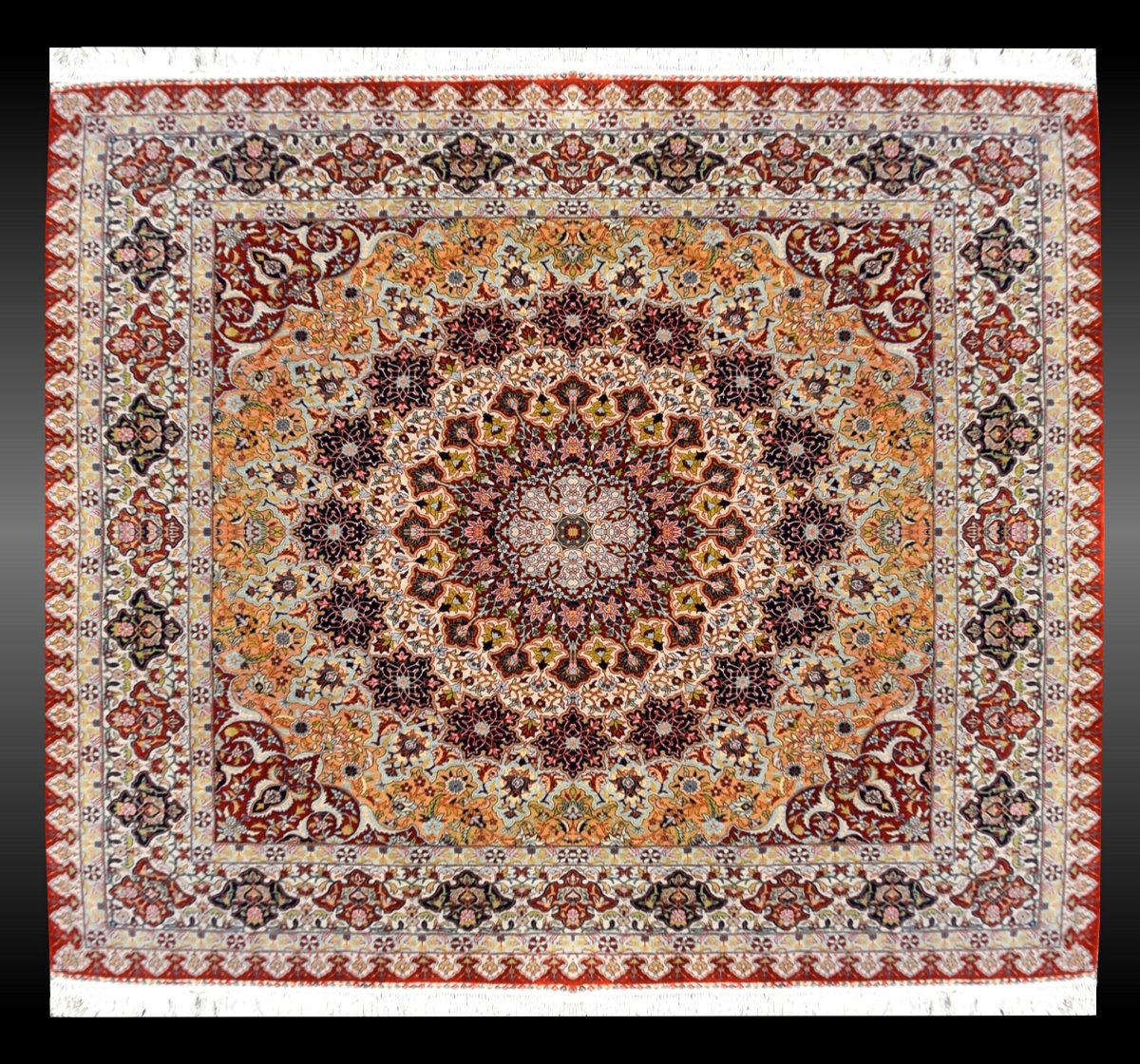 Egyptian Oriental Rug, Pure Silk: 2.00 X 2.00 Meters - Handmade - "galerie Sardje"-photo-2