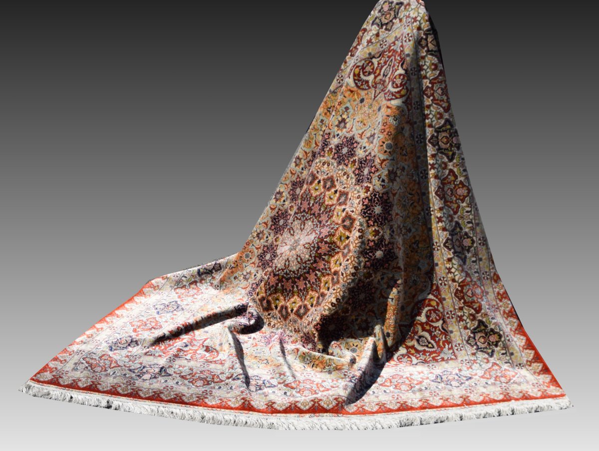 Egyptian Oriental Rug, Pure Silk: 2.00 X 2.00 Meters - Handmade - "galerie Sardje"-photo-4