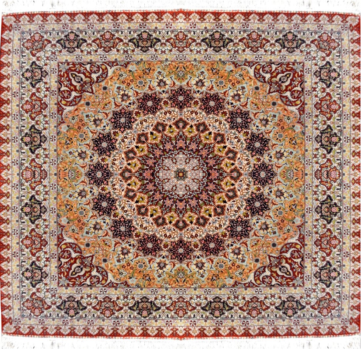 Egyptian Oriental Rug, Pure Silk: 2.00 X 2.00 Meters - Handmade - "galerie Sardje"