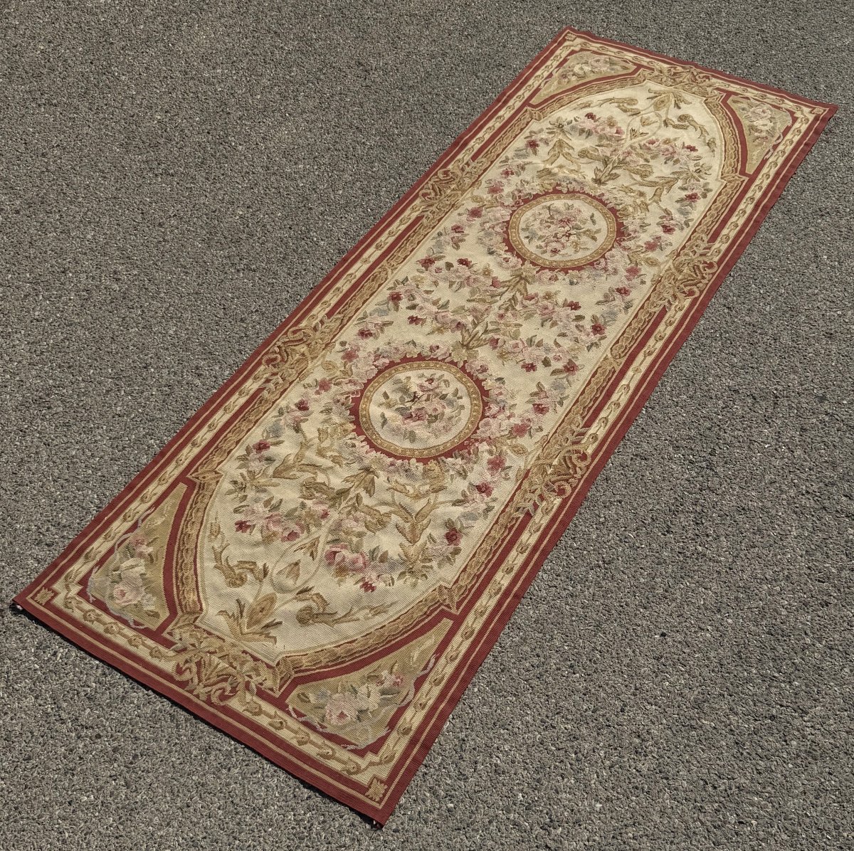 Tapis aux points noués de style Aubusson – 2.45 x 090 Mètres - "Galerie Sardje"-photo-3