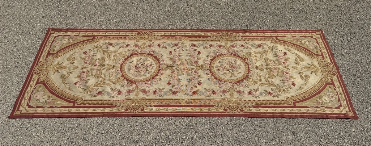 Tapis aux points noués de style Aubusson – 2.45 x 090 Mètres - "Galerie Sardje"-photo-4