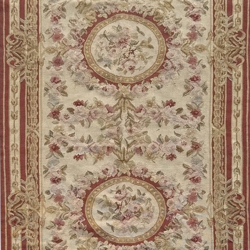 Tapis aux points noués de style Aubusson – 2.45 x 090 Mètres - "Galerie Sardje"