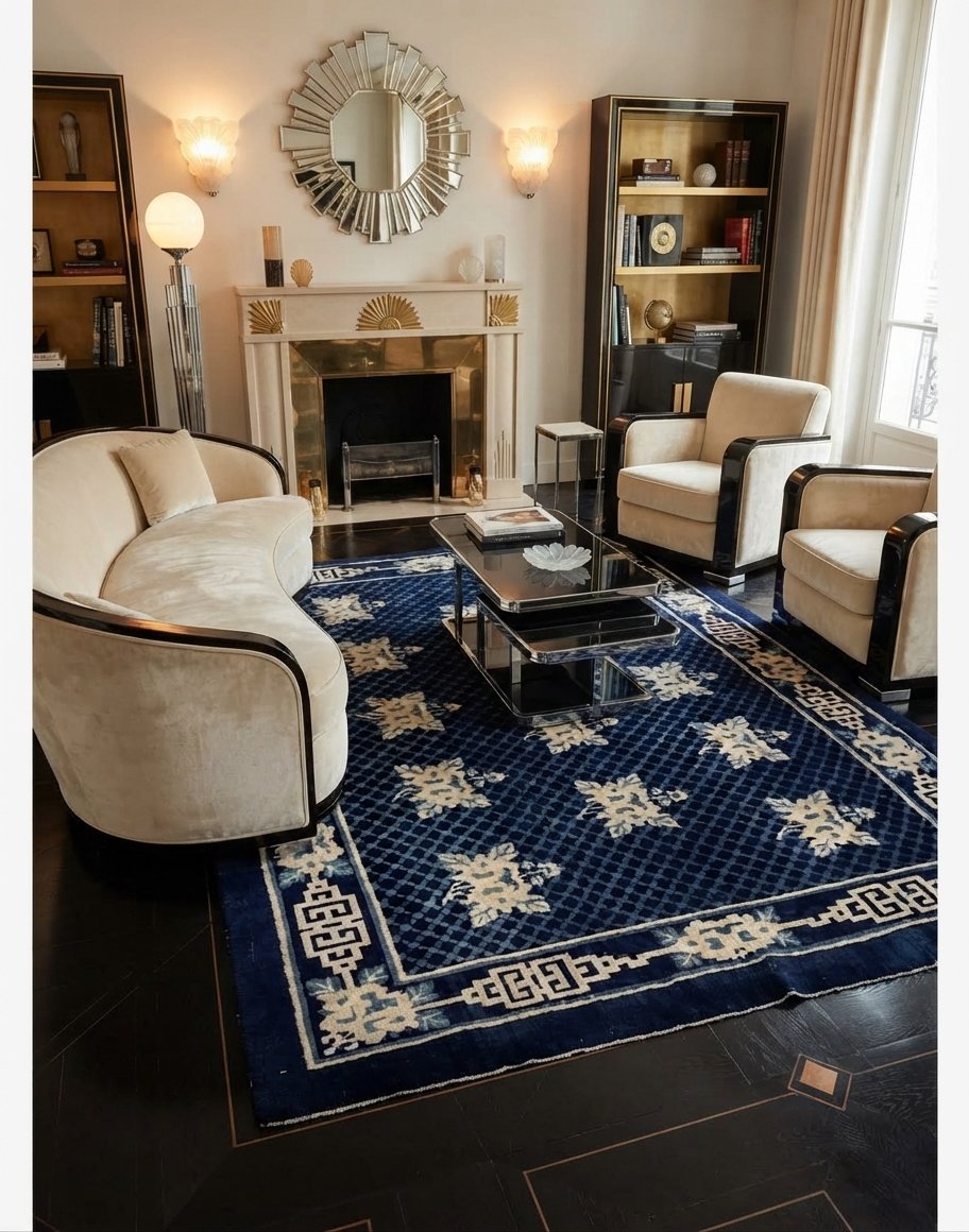 Tapis Chinois BAOTOU dynastie Qing : 212 x 130 Cm "Galerie Sardje"-photo-3