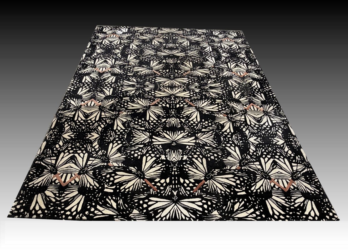Large Modern Runer Roche Bobois Rug: 3.94 X 2.73 Meters, "galerie Sardje"-photo-4