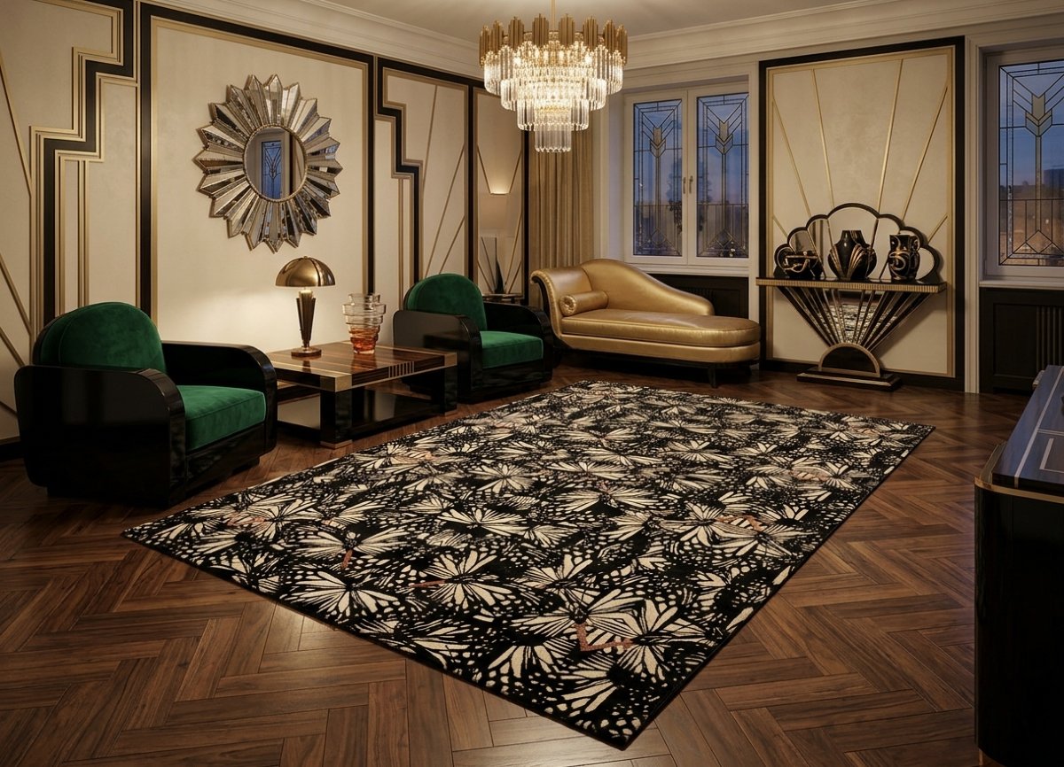 Large Modern Runer Roche Bobois Rug: 3.94 X 2.73 Meters, "galerie Sardje"-photo-2