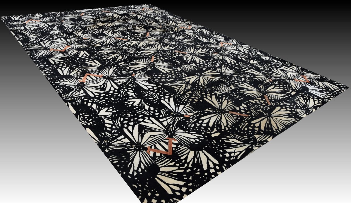 Large Modern Runer Roche Bobois Rug: 3.94 X 2.73 Meters, "galerie Sardje"-photo-3