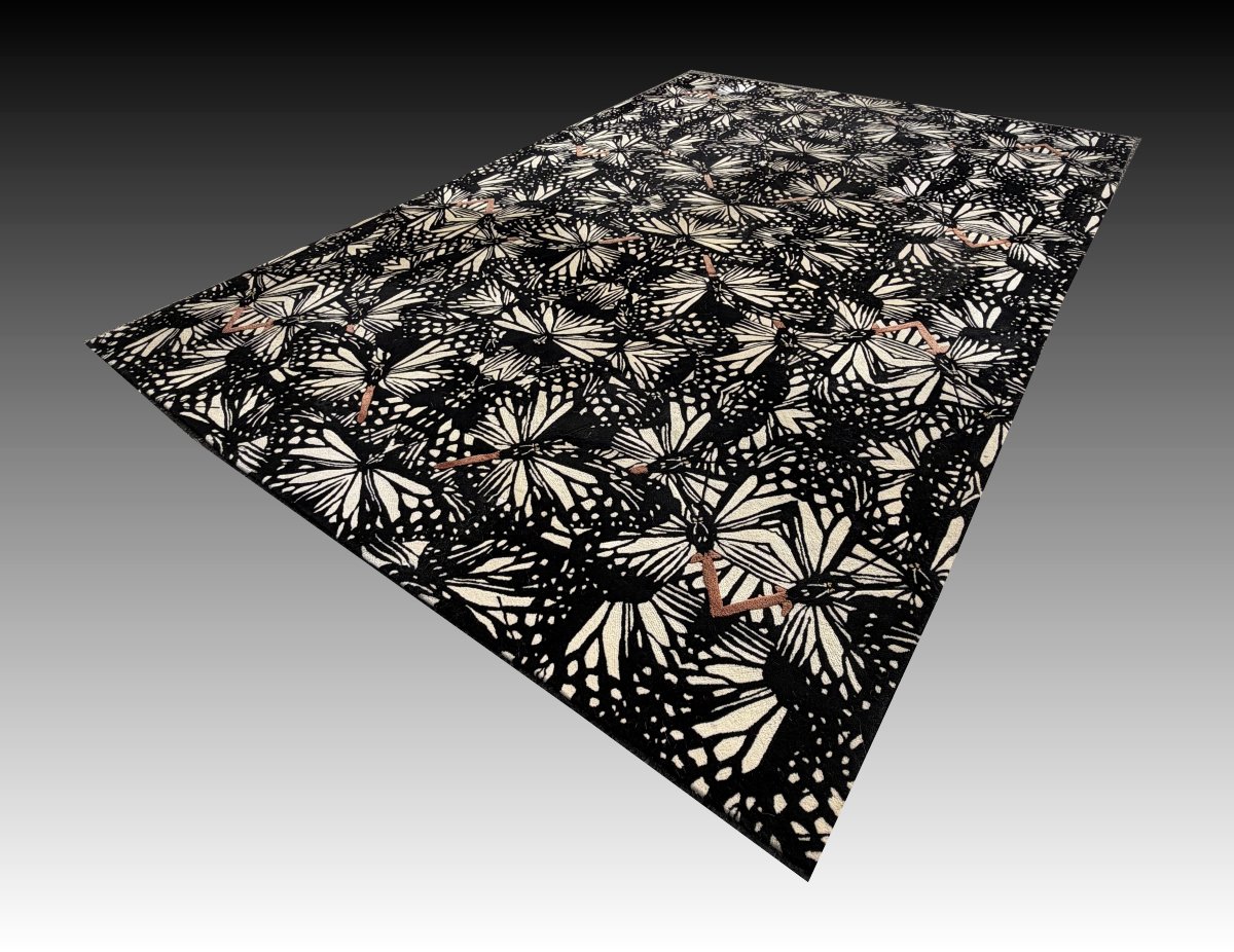 Large Modern Runer Roche Bobois Rug: 3.94 X 2.73 Meters, "galerie Sardje"-photo-3
